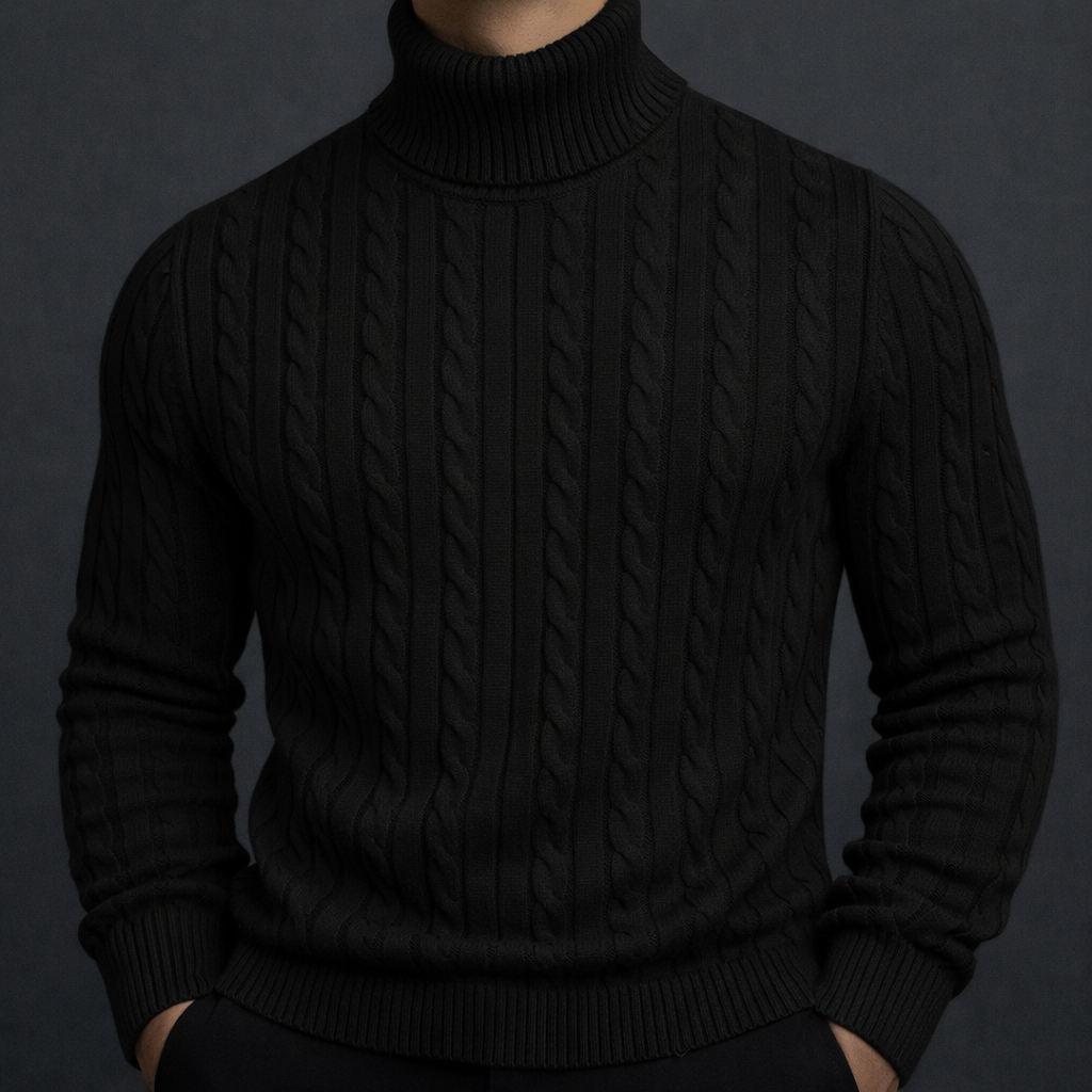 Arthur Men’s Turtleneck Sweater – Cable Knit Jumper