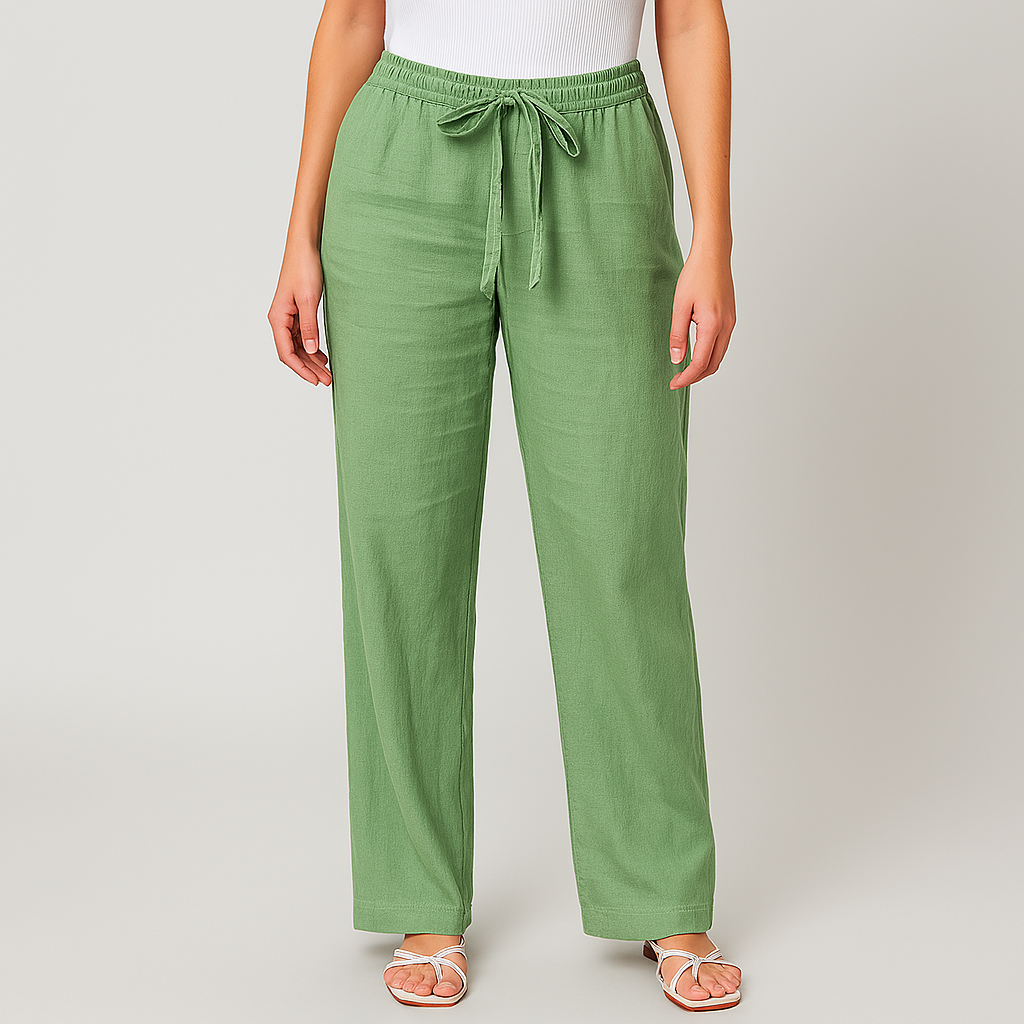 Savannah Linen Pants – Lightweight Wide Leg Linen Pants with Adjustable Waist