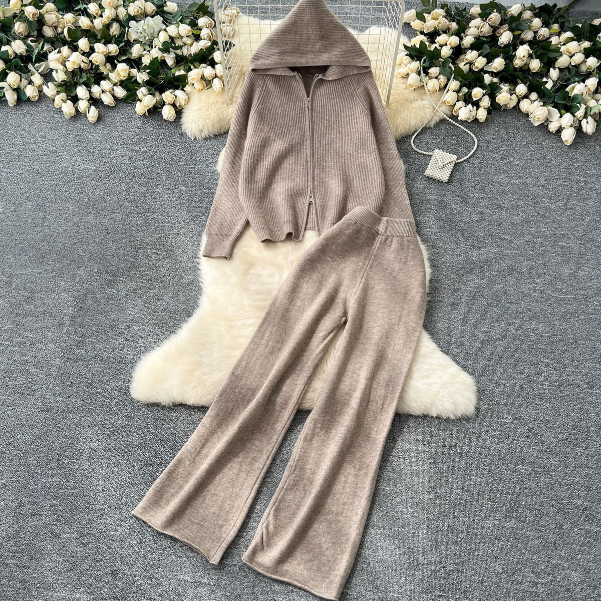 Vienna Valentina Women's 2 Piece Loungewear Set – Hooded Sweater and Wide Leg Pants