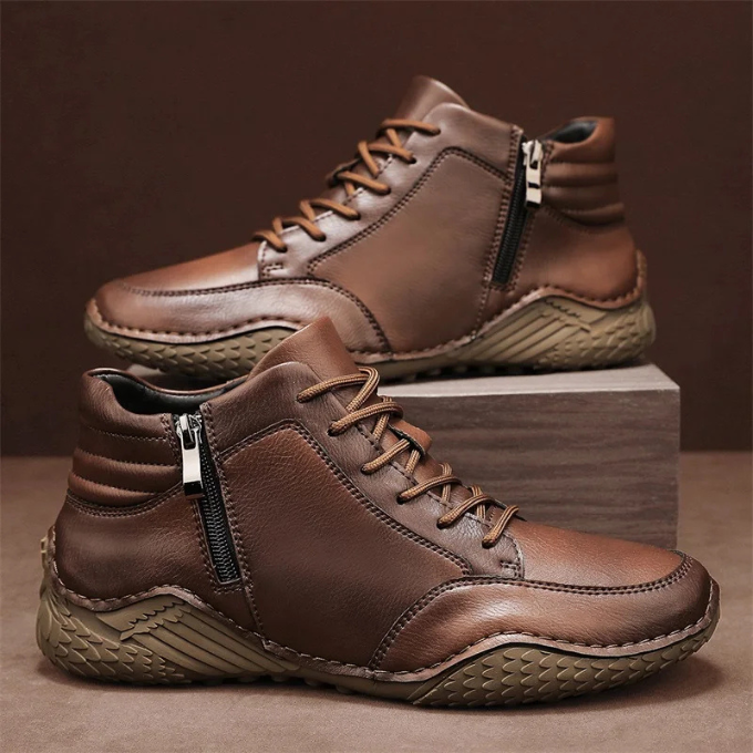 Dantelo Men’s Leather Ankle Boots – Full-Grain Zip-Up Design for Everyday Comfort