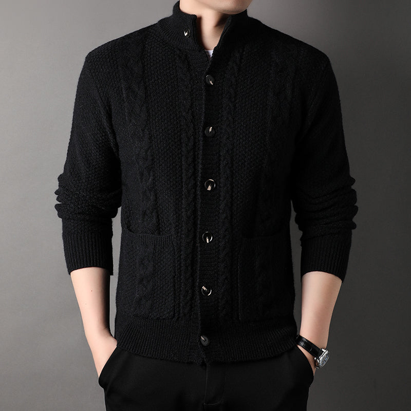 Tristan Men’s Knit Cardigan – Wool-Blend Cable Knit with Button-Up Closure