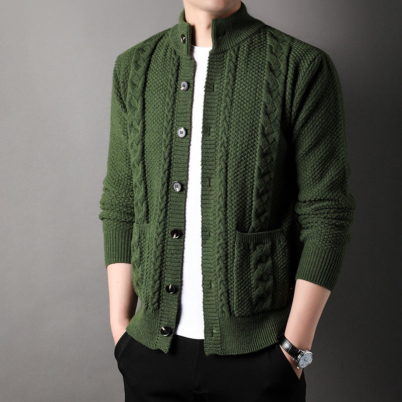 Tristan Men’s Knit Cardigan – Wool-Blend Cable Knit with Button-Up Closure