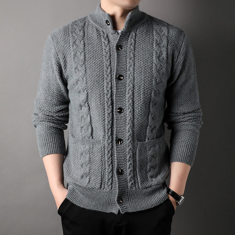 Tristan Men’s Knit Cardigan – Wool-Blend Cable Knit with Button-Up Closure