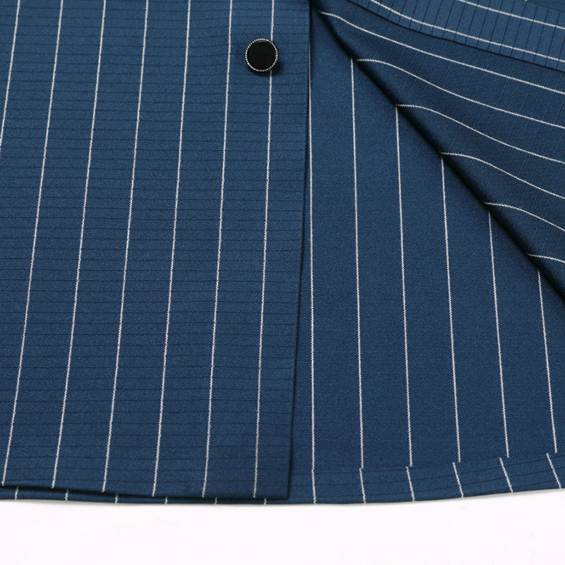 Felix Pinstripe Button-Up – Short-Sleeve Shirt in Wrinkle‑Resistant Stretch Fabric