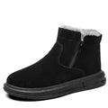 Black fleece-lined winter ankle boot with arch support, a wide toe box, and cushioned sole