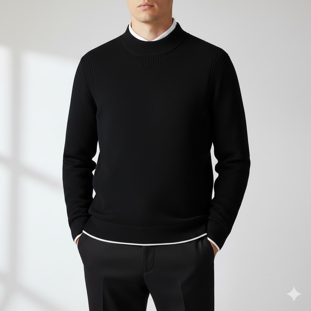 Adrian Men’s Knit Sweater – Soft Ribbed Crewneck Pullover