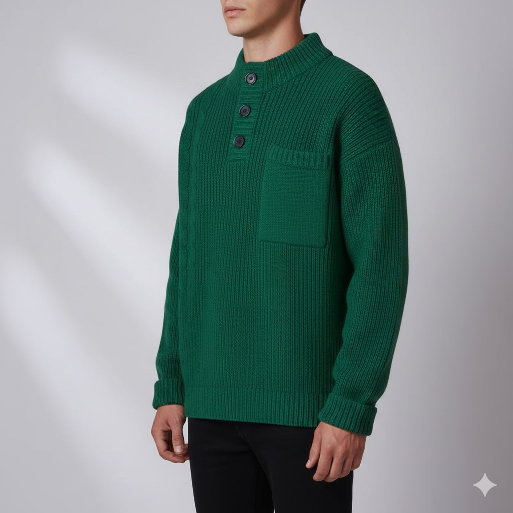 Julian Men’s Cable Knit Pullover – Soft O-Neck Sweater