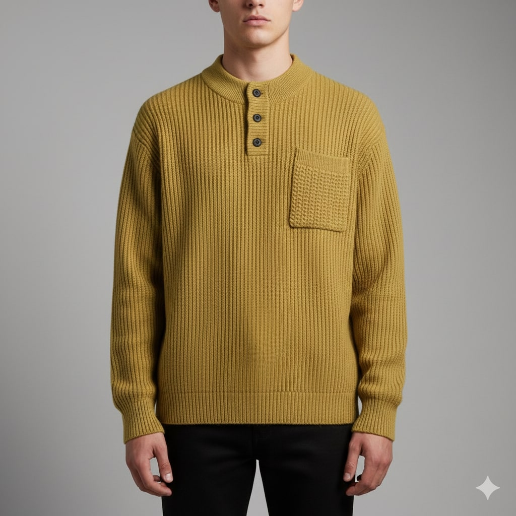 Darian Men’s Pullover Sweater – Thick Ribbed Knit Pullover