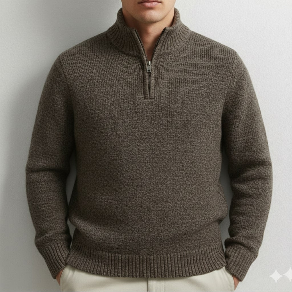 Ashton Men’s Quarter-Zip Sweater – Cotton Knit Pullover