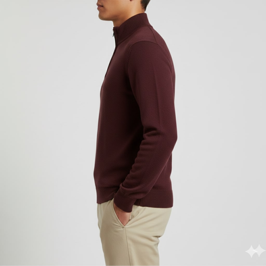 Ashton Men’s Quarter-Zip Sweater – Cotton Knit Pullover