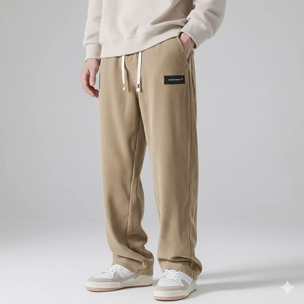 Caleb Men’s Corduroy Sweatpants – Plush Stretch Fabric with Deep Secure Pockets