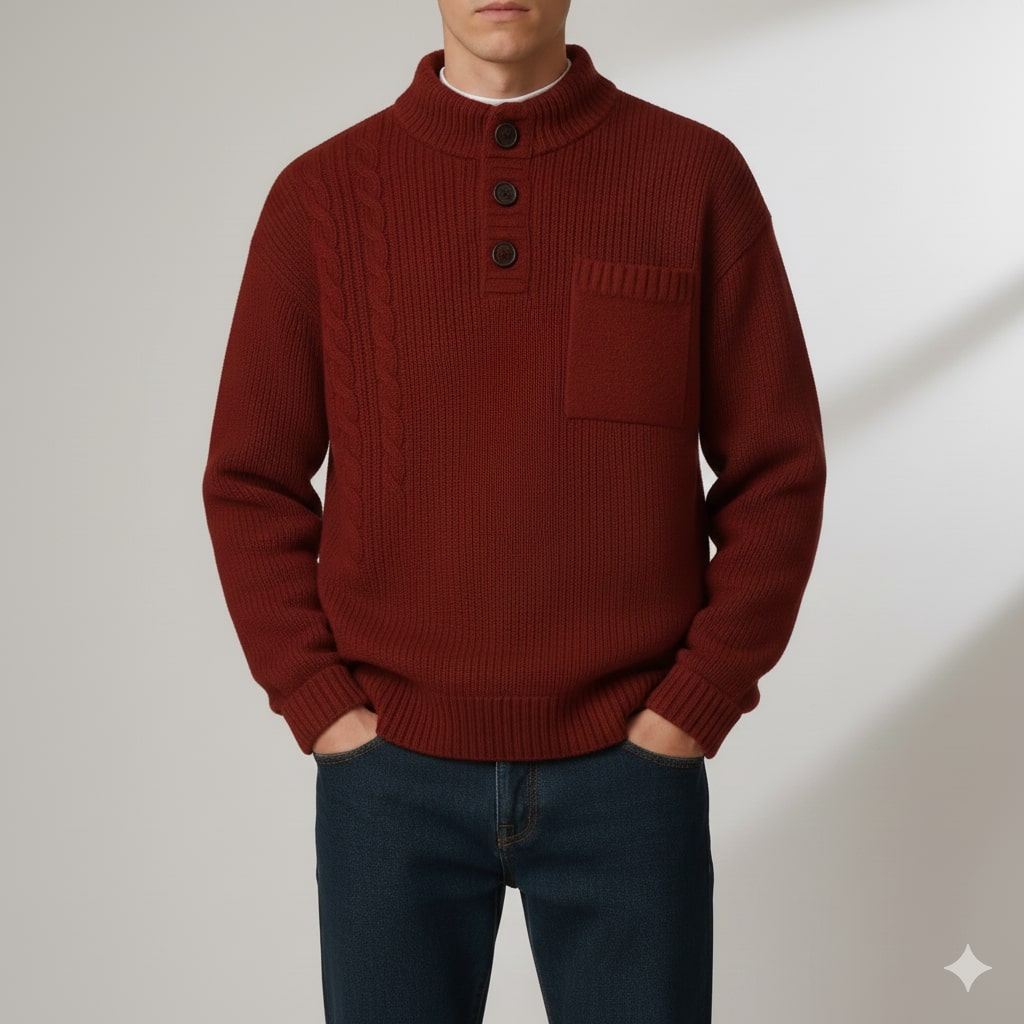 Julian Men’s Cable Knit Pullover – Soft O-Neck Sweater
