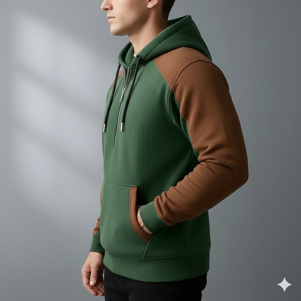 Colton Men’s Quarter-Zip Hoodie – Corduroy Cotton Blend Sweatshirt