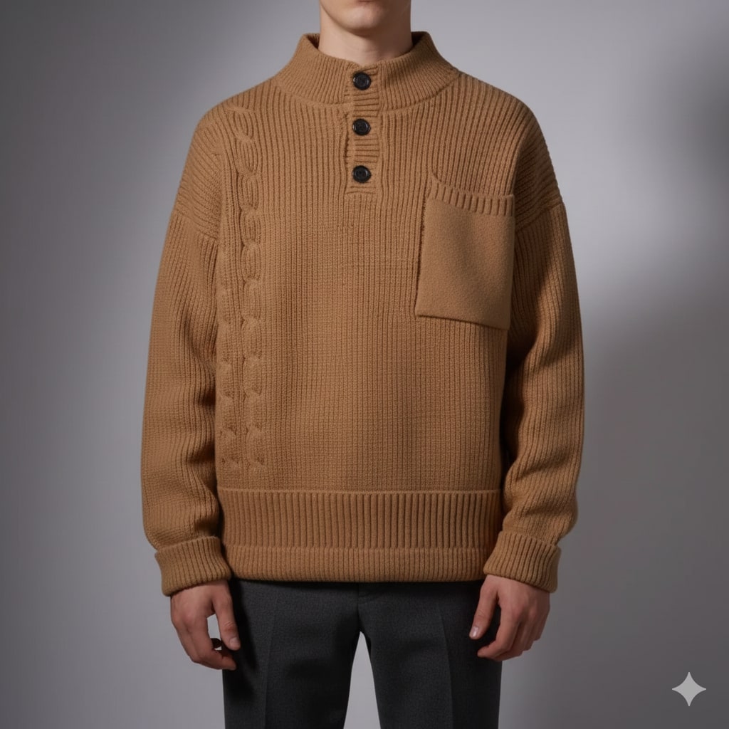 Julian Men’s Cable Knit Pullover – Soft O-Neck Sweater