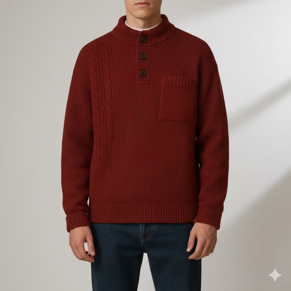 Julian Men’s Cable Knit Pullover – Soft O-Neck Sweater