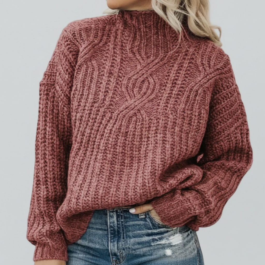 Theresa Women’s Cable Knit Sweater – Classic Textured Knit Pullover