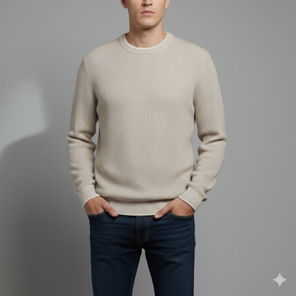 Alvino Men’s Knit Sweater – Soft Ribbed Crewneck Pullover