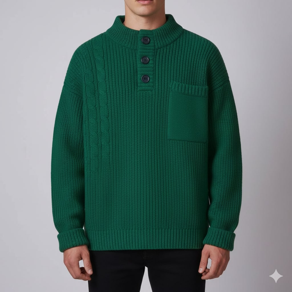 Julian Men’s Cable Knit Pullover – Soft O-Neck Sweater
