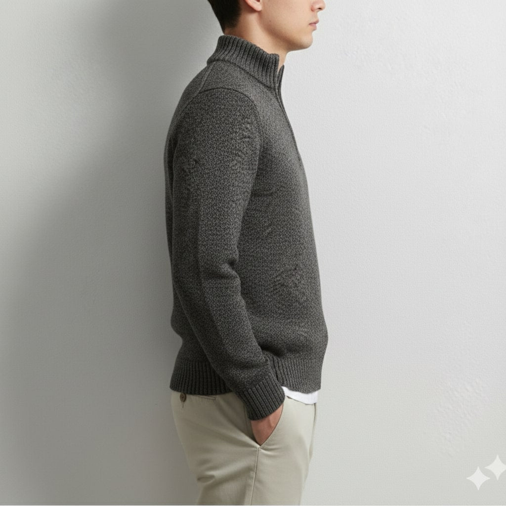 Ashton Men’s Quarter-Zip Sweater – Cotton Knit Pullover