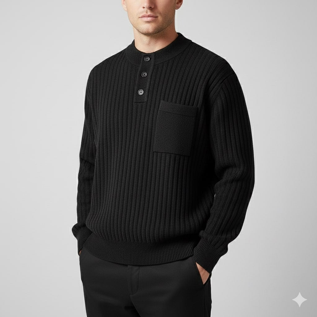 Darian Men’s Pullover Sweater – Thick Ribbed Knit Pullover