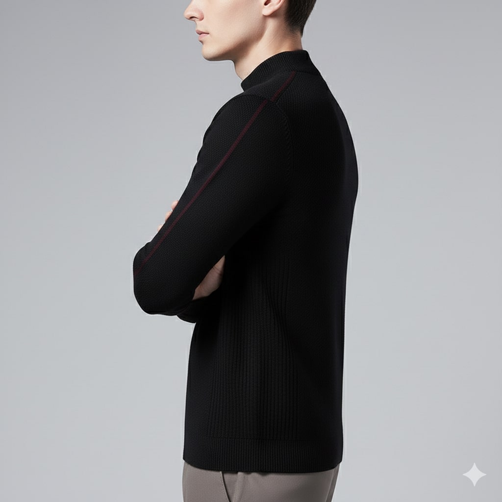 Tomas Men’s Knit Sweater – Jacquard Knit Mock-Neck Pullover
