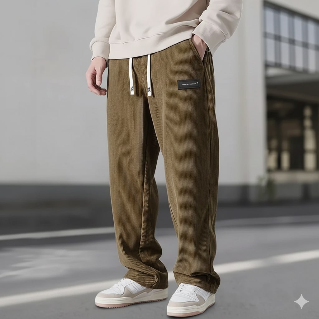 Caleb Men’s Corduroy Sweatpants – Plush Stretch Fabric with Deep Secure Pockets