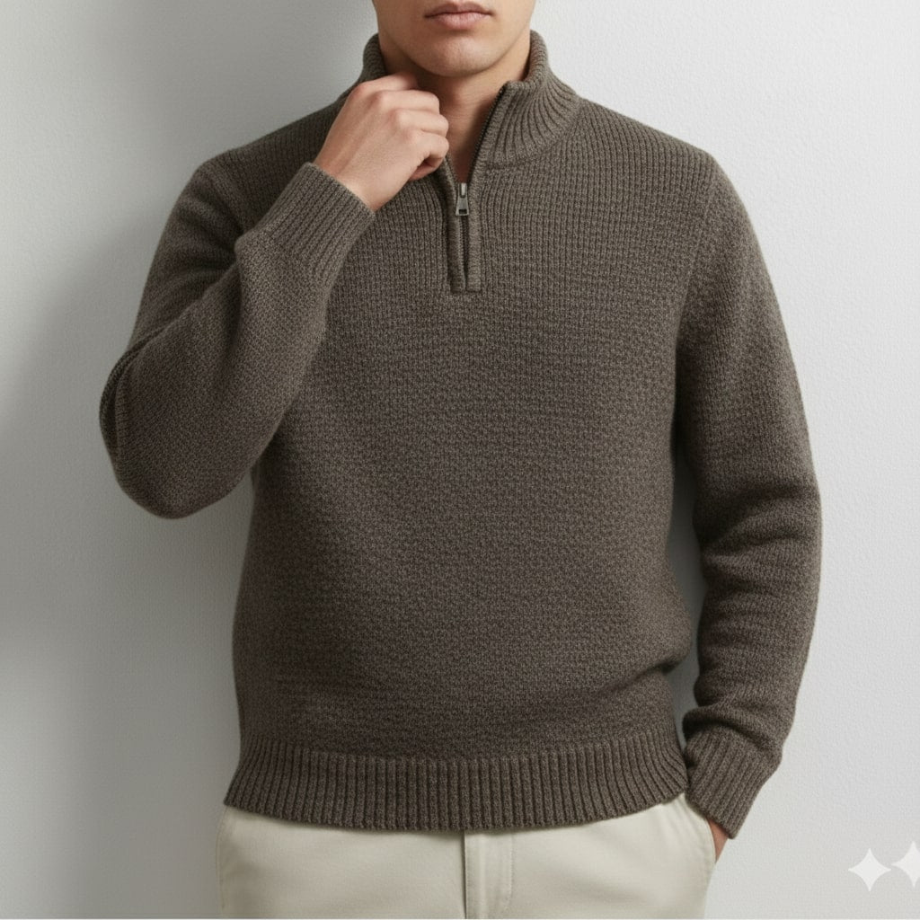 Ashton Men’s Quarter-Zip Sweater – Cotton Knit Pullover