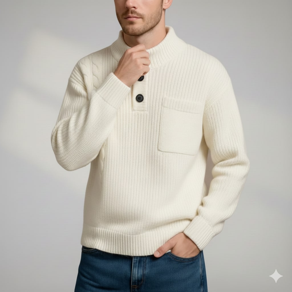 Julian Men’s Cable Knit Pullover – Soft O-Neck Sweater