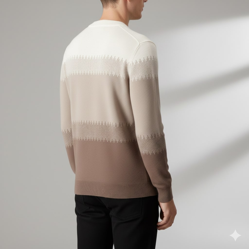 Nolan Men’s Wool Sweater – Lightweight Ultra-Fine Knit with Tonal Gradient