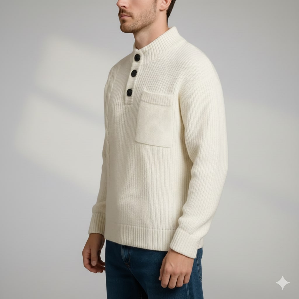 Julian Men’s Cable Knit Pullover – Soft O-Neck Sweater