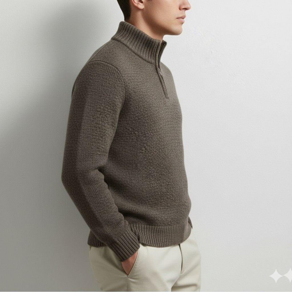 Ashton Men’s Quarter-Zip Sweater – Cotton Knit Pullover