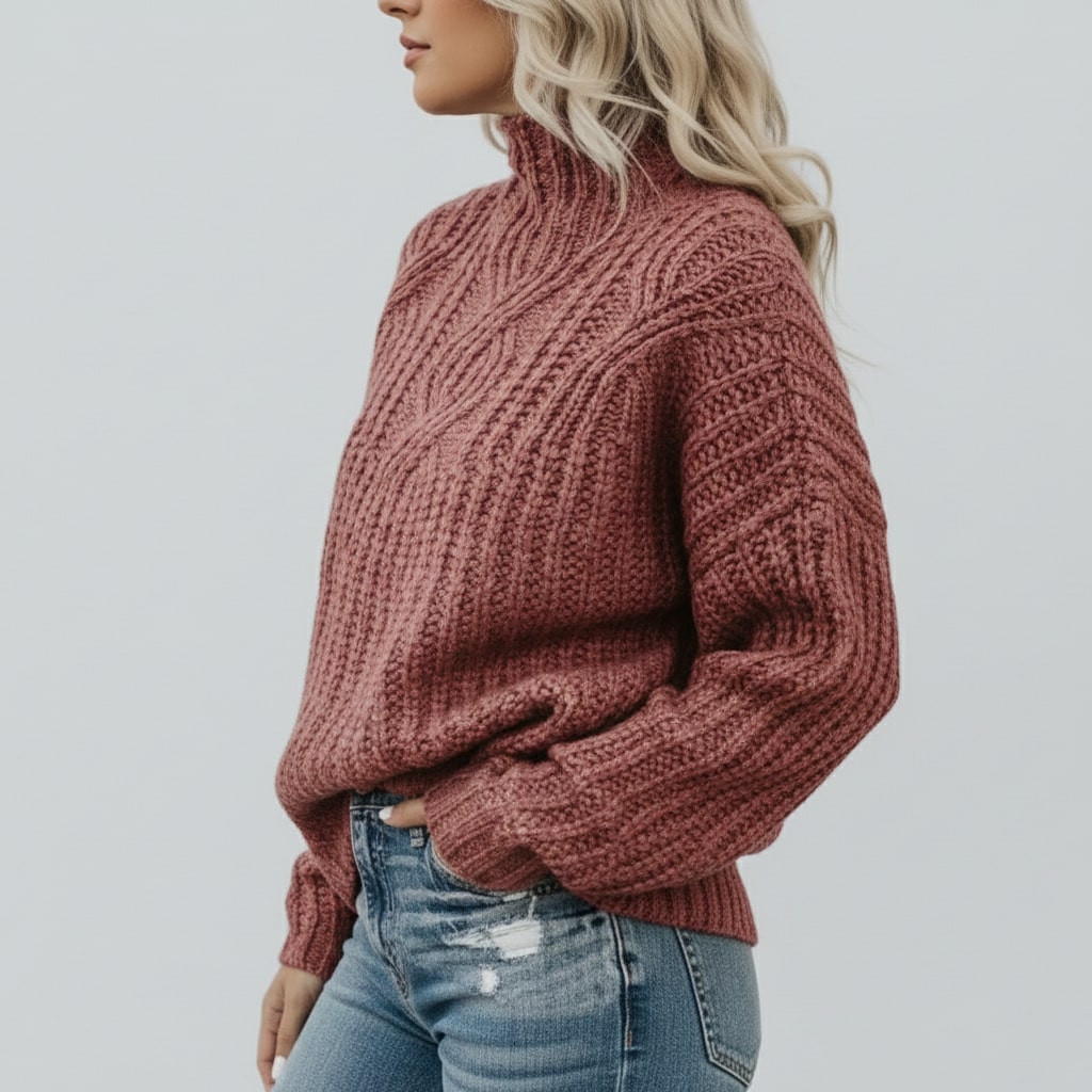 Theresa Women’s Cable Knit Sweater – Classic Textured Knit Pullover