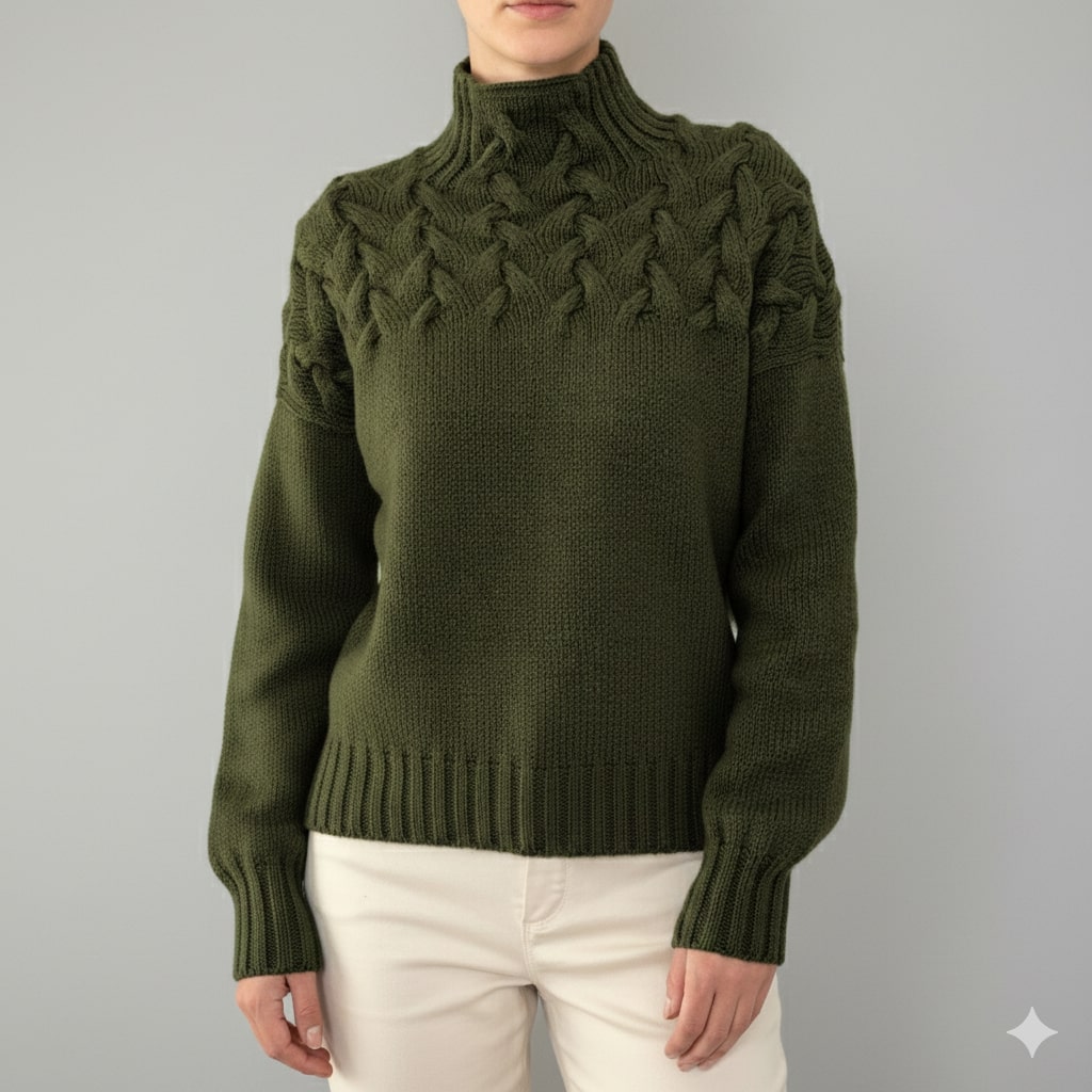 Marie Women’s Knit Jumper – Textured Soft High-Neck Pullover