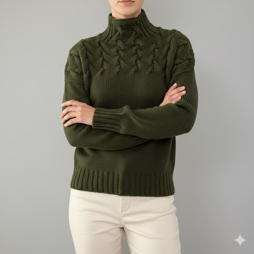 Marie Women’s Knit Jumper – Textured Soft High-Neck Pullover