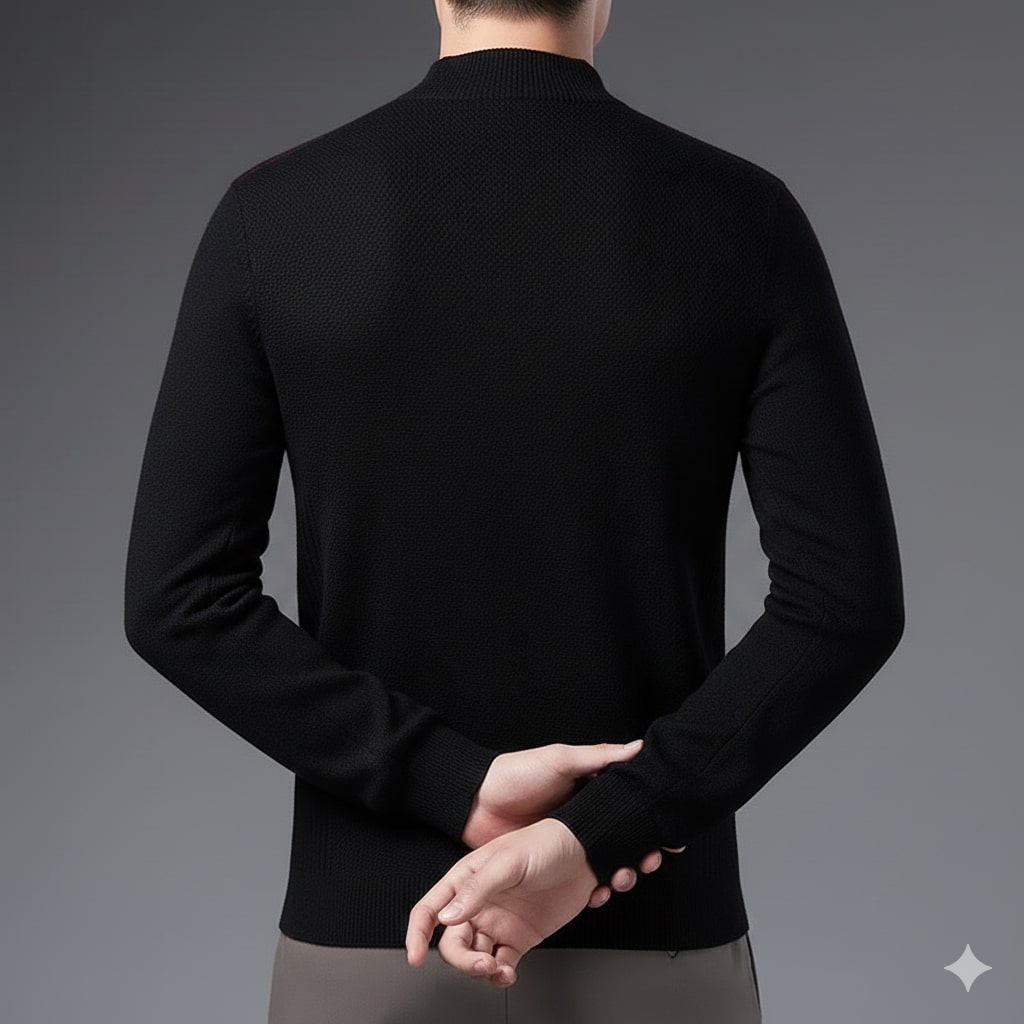 Tomas Men’s Knit Sweater – Jacquard Knit Mock-Neck Pullover