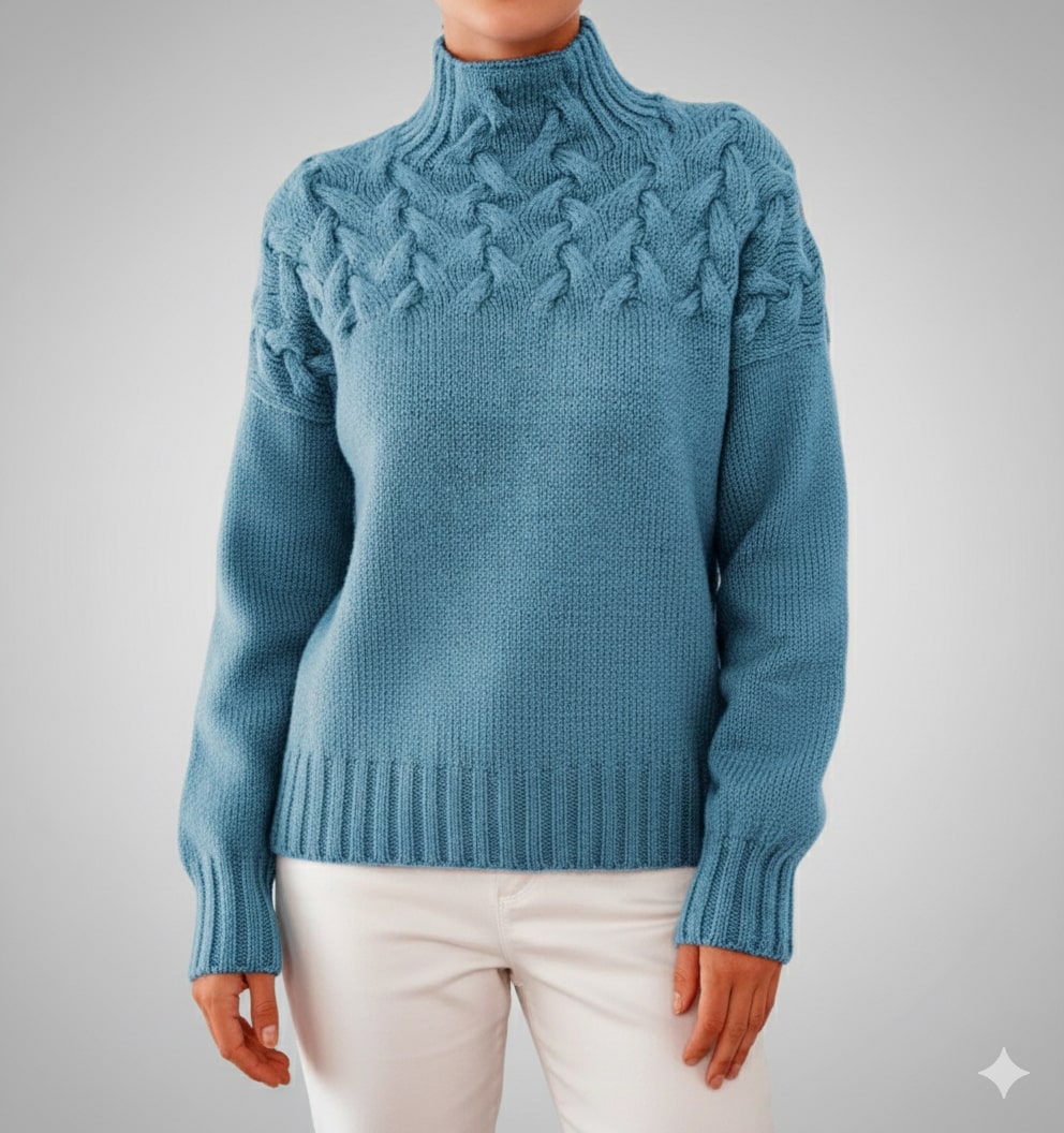 Marie Women’s Knit Jumper – Textured Soft High-Neck Pullover