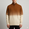 Akhie Men’s Wool Pullover – Gradient Ombre Quarter-Zip Sweater