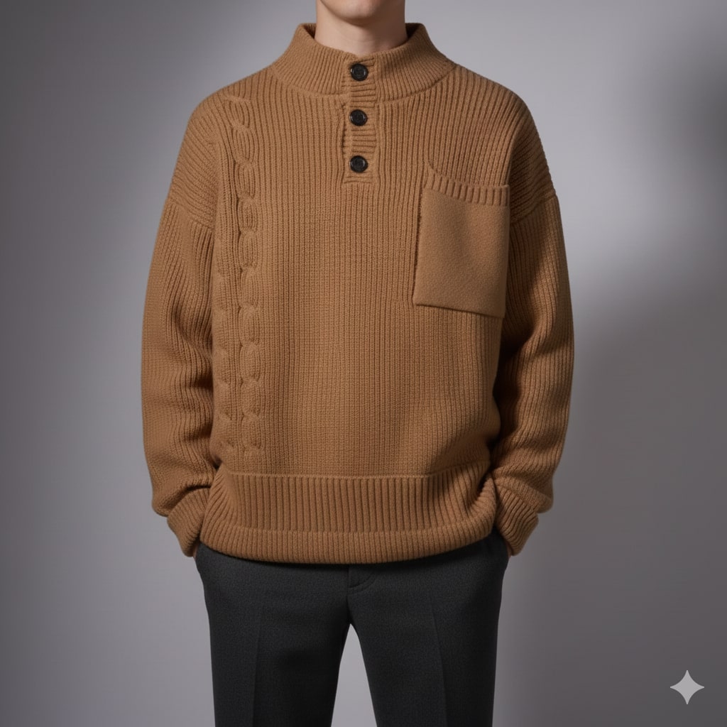 Julian Men’s Cable Knit Pullover – Soft O-Neck Sweater