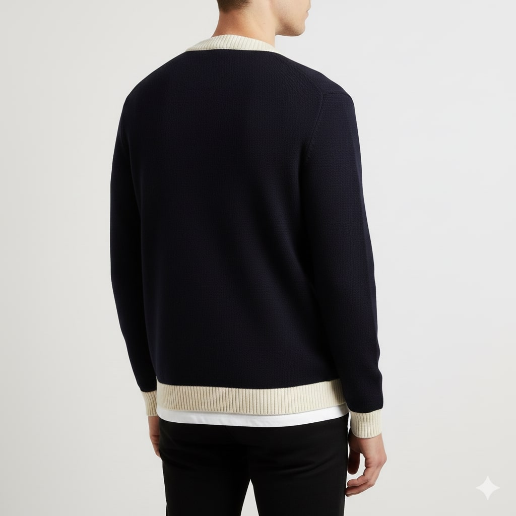 Holand Men’s Cardigan – Two-Tone Button Placket Knitted Cardigan