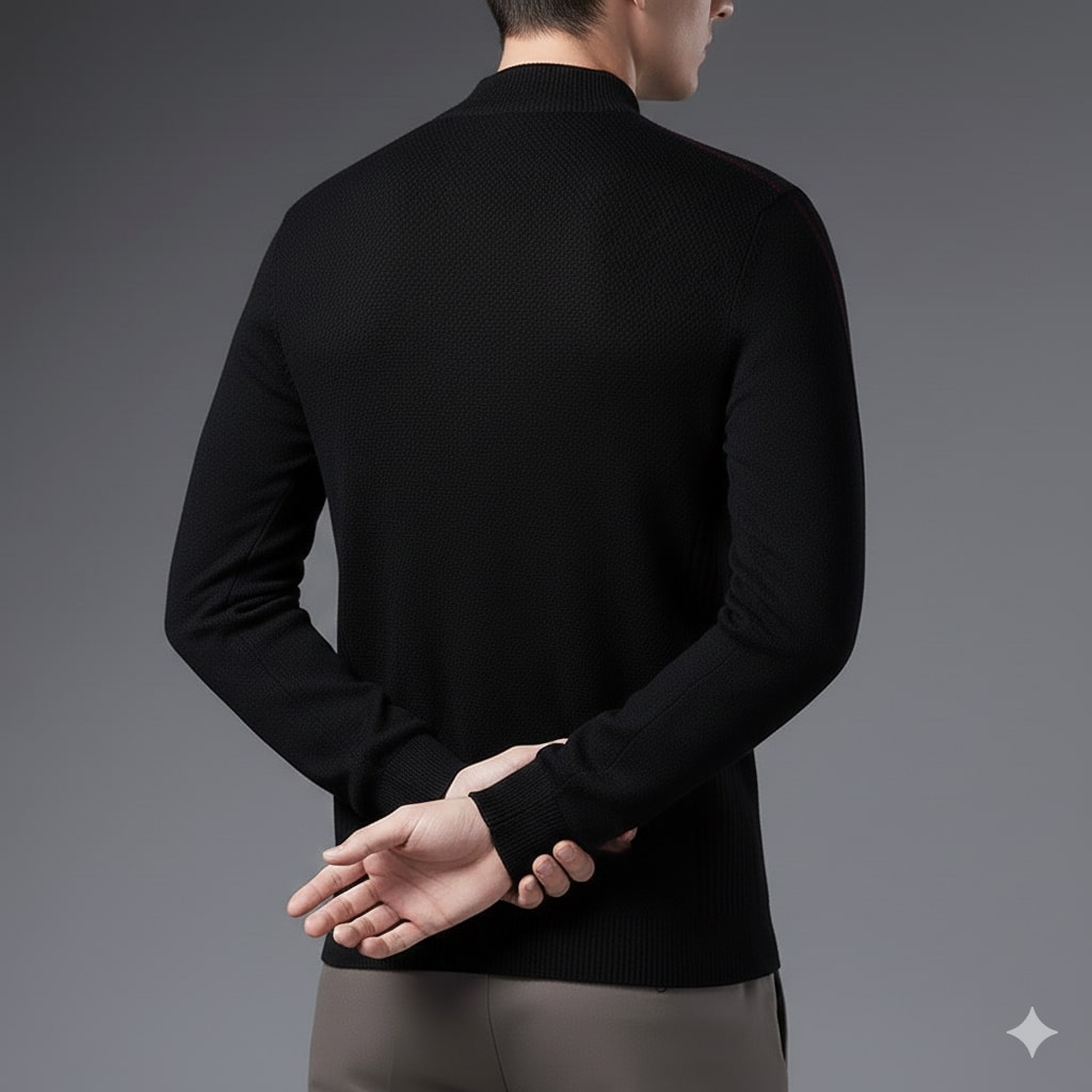Tomas Men’s Knit Sweater – Jacquard Knit Mock-Neck Pullover