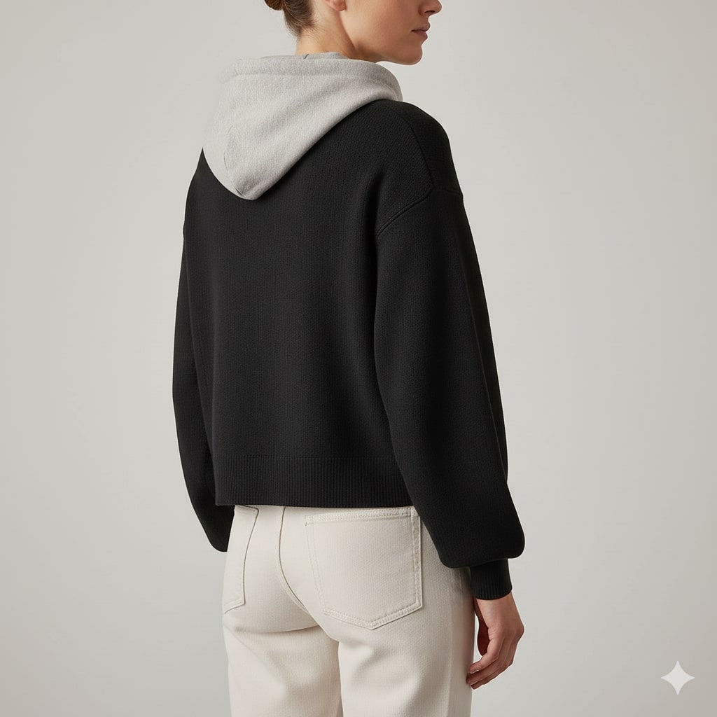 Marissa Women’s Cropped Cardigan – Puff Sleeve Hooded Cardigan