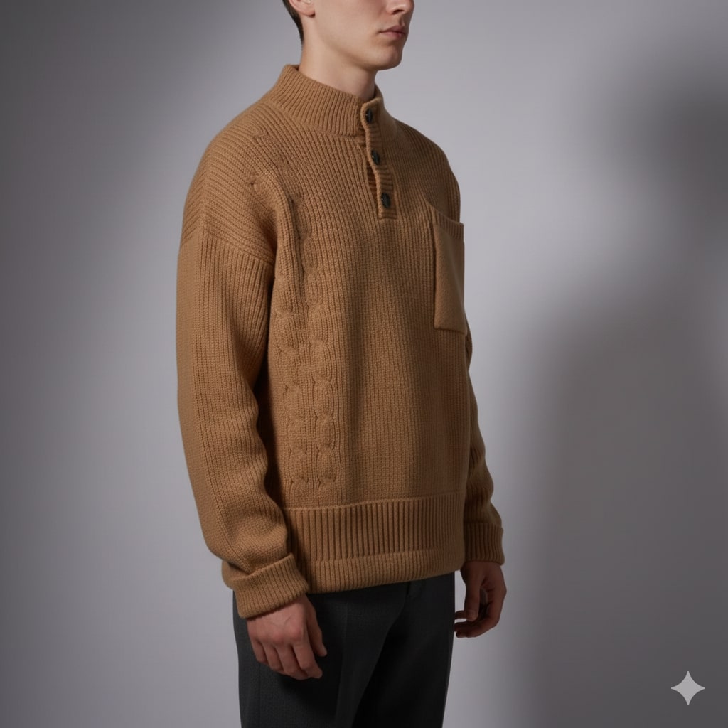 Julian Men’s Cable Knit Pullover – Soft O-Neck Sweater