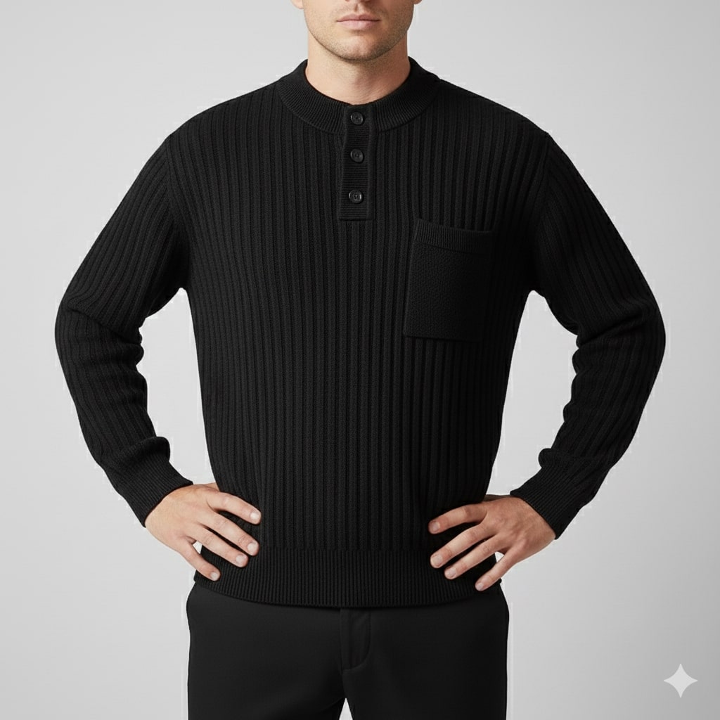 Darian Men’s Pullover Sweater – Thick Ribbed Knit Pullover