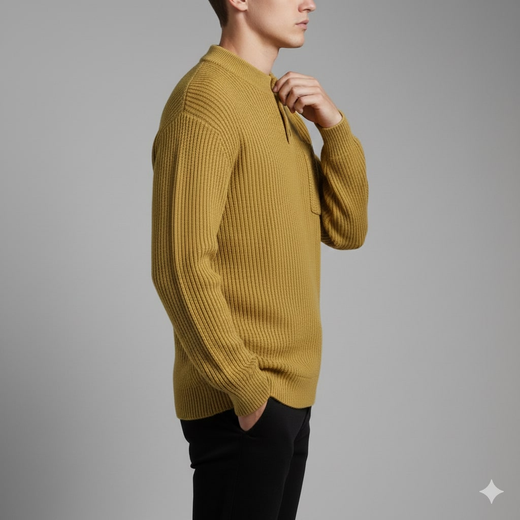 Darian Men’s Pullover Sweater – Thick Ribbed Knit Pullover