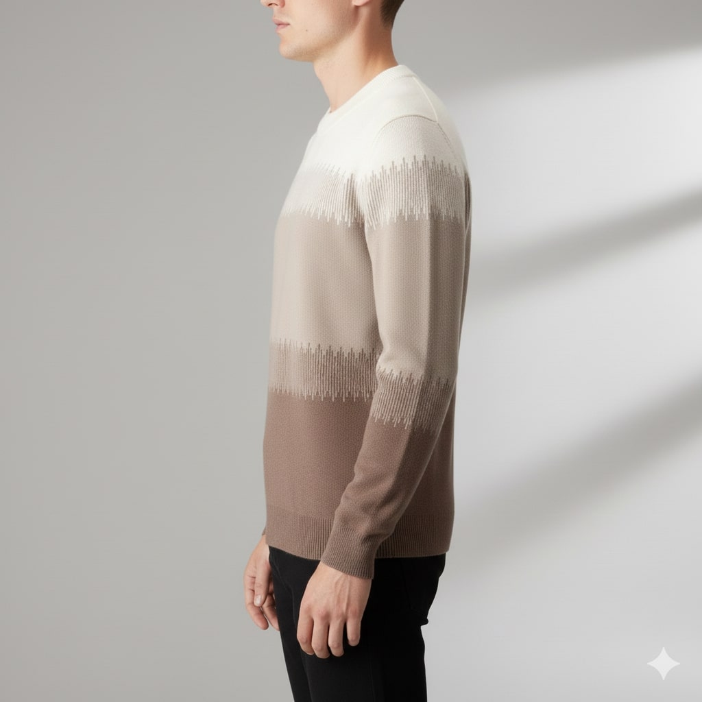 Nolan Men’s Wool Sweater – Lightweight Ultra-Fine Knit with Tonal Gradient