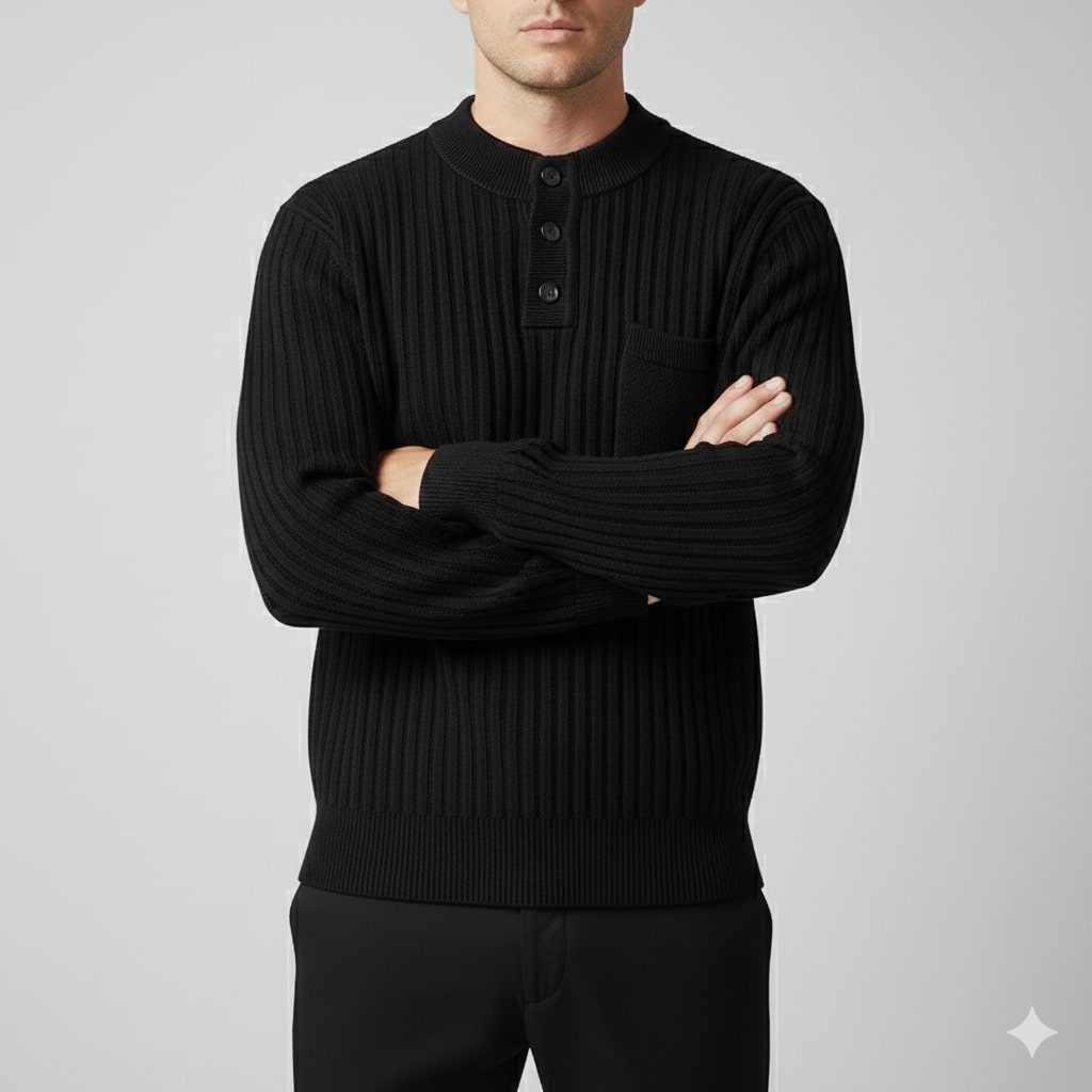 Darian Men’s Pullover Sweater – Thick Ribbed Knit Pullover