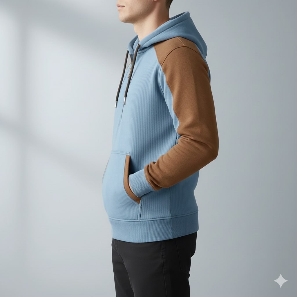 Colton Men’s Quarter-Zip Hoodie – Corduroy Cotton Blend Sweatshirt