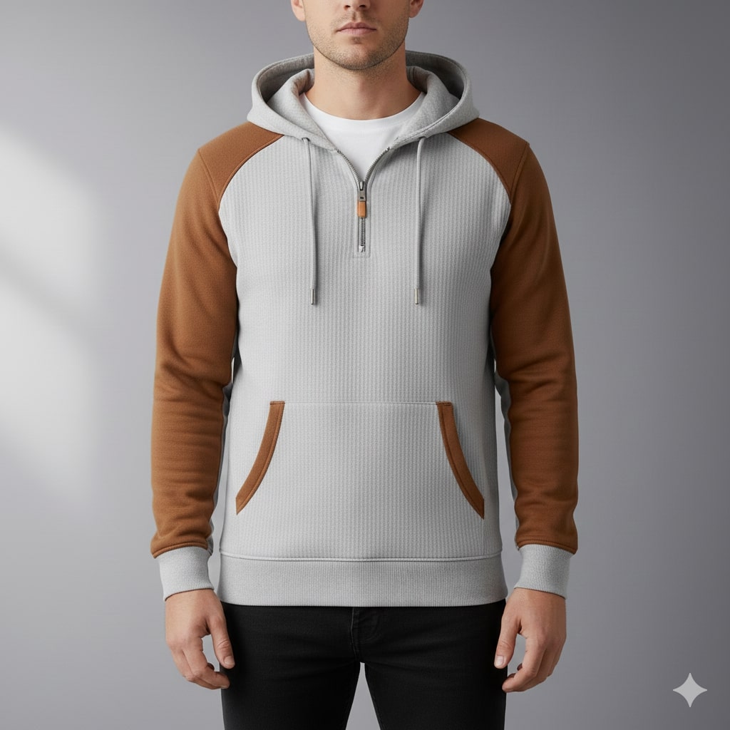 Colton Men’s Quarter-Zip Hoodie – Corduroy Cotton Blend Sweatshirt