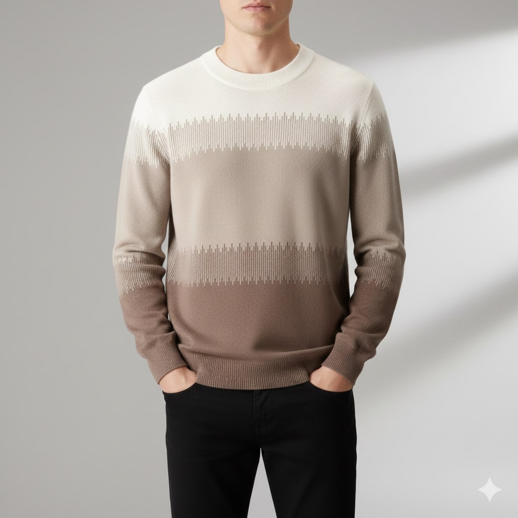 Nolan Men’s Wool Sweater – Lightweight Ultra-Fine Knit with Tonal Gradient