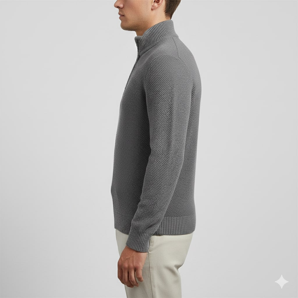 Ashton Men’s Quarter-Zip Sweater – Cotton Knit Pullover